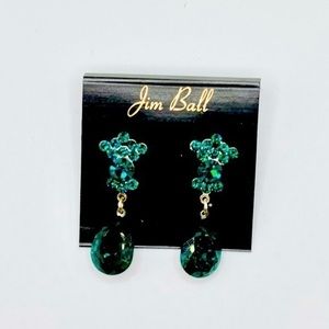 Jim Ball emerald green earrings new never worn